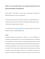 Decline of rare and specialist species across multiple taxonomic groups after grassland intensification and abandonment