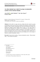 An observational user study for group recommender systems in the tourism domain