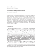 Filled pauses in multilingual speech: An acoustic analysis