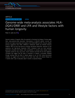 Genome-wide meta-analysis associates HLA-DQA1/DRB1 and LPA and lifestyle factors with human longevity