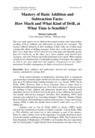 Mastery of Basic Addition and Subtraction Facts: How Much and What Kind of Drill, at What Time is Sensible?