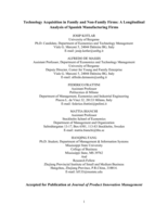 Technology acquisition in family and nonfamily firms: A longitudinal analysis of spanish manufacturing firms
