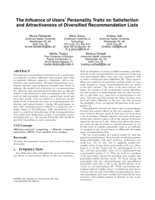 The Influence of Users' Personality Traits on Satisfaction and Attractiveness of Diversified Recommendation Lists
