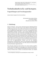 Technikzukünfte in Eu- und Dystopien: Fragestellungen und Forschungsansätze