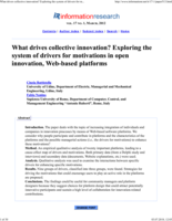 What drives collective innovation? Exploring the system of drivers for motivations in open innovation, Web-based platforms