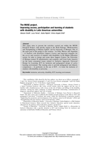The MUSE project. Improving access, participation and learning of students with disability in Latin American universities