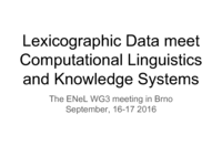 Next WG3 meeting: Lexicographical Data meet Computational Linguistics and Knowledge Systems