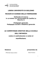 Le competenze emotive nella scuola dell'infanzia: Come si costruiscono e come si manifestano