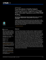 Fecal Microbiota in Healthy Subjects Following Omnivore, Vegetarian and Vegan Diets: Culturable Populations and rRNA DGGE Profiling