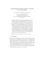 Using Instagram Picture Features to Predict Users' Personality