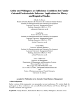 Ability and willingness as sufficiency conditions for family-oriented particularistic behavior: Implications for theory and empirical studies