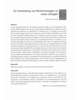 Zur Entwicklung von Rechenstrategien im ersten Schuljahr