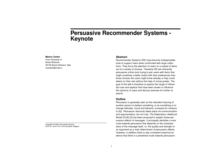 Persuasive recommender systems - Keynote