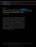 Genome-wide meta-analysis uncovers novel loci influencing circulating leptin levels