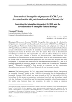 Buscando el intangible: El proyecto E.CH.I. y la inventarización del patrimonio cultural inmaterial = Searching the intangible: the project E.CH.I. and the inventarisation of intangible cultural heritage