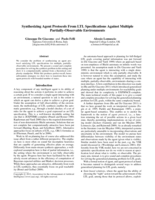 Synthesizing agent protocols from LTL specifications against multiple partially-observable environments