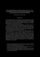 Linguistische Distanz einschätzen: Der Fall von Walserdeutsch im Licht von lexikalischen Daten und soziolinguistischen Parametern
