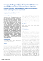 Bewertung der Tiergerechtheit in der intensiven Hähnchenmast durch Bürger anhand von Bildern: ein Survey Experiment = Citizens’ Evaluation of Animal Welfare on Pictures of Intensive Broiler Fattening: A Survey Experiment