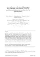 A second-order cell-centered Lagrangian ADER-MOOD finite volume scheme on multidimensional unstructured meshes for hydrodynamics