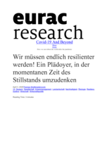 Wir müssen endlich resilienter werden! Ein Plädoyer, in der momentanen Zeit des Stillstands umzudenken