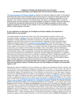 Indigenous peoples and biodiversity law in Ecuador:  an interview with Daqui Lema Maldonado from the Kichwa People of Otavalo