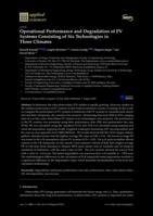 Operational Performance and Degradation of PV Systems Consisting of Six Technologies in Three Climates