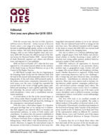 Editorial: New year, new phase for QOE-IJES