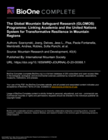 The Global Mountain Safeguard Research (GLOMOS) Programme: Linking Academia and the United Nations System for Transformative Resilience in Mountain Regions