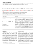 Factored four way conditional restricted Boltzmann machines for activity recognition