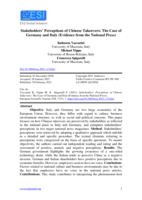 Stakeholders’ Perceptions of Chinese Takeovers: The Case of Germany and Italy (Evidence from the National Press)