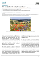 Why does biodiversity matter for agriculture?