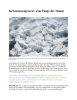 Krisenmanagement: eine Frage der Demut: Interview mit Jakob Rhyner