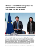 Schwächt Covid-19 Italiens Regionen? Die Frage ist, ob die krisenbedingte Zentralisierung sich verfestigt