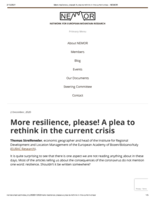 More resilience, please! A plea to rethink in the current crisis