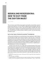 Bosnia and Herzegovina: How to exit from the Dayton maze?
