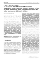 An Assessment Method for Certified Environmental Sustainability in the Preservation of Historic Buildings: A Focus on Energy Efficiency and Indoor Environmental Quality in the Italian Experience of GBC Historic Building