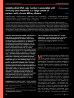 Mitochondrial DNA copy number is associated with mortality and infections in a large cohort of patients with chronic kidney disease