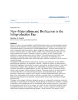 New-Materialism and Reification in the Infoproduction Era