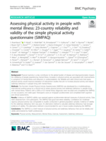 Assessing physical activity in people with mental illness: 23-country reliability and validity of the Simple Physical Activity Questionnaire (SIMPAQ)