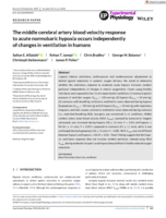The middle cerebral artery blood velocity response to acute normobaric hypoxia occurs independently of changes in ventilation in humans