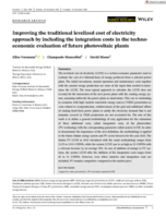 Improving the traditional levelized cost of electricity approach by including the integration costs in the techno‐economic evaluation of future photovoltaic plants
