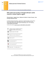 Milk yield and quality of original brown cattle reared in Italian alpine region