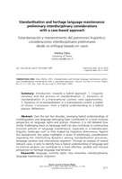 Standardisation and heritage language maintenance: preliminary interdisciplinary considerations with a case-based approach