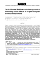 Tactical Games Model as curriculum approach at elementary school: Effects on in-game volleyball technical improvements