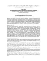 Summary and Further Reflections on the case of the Indigenous Territory and Natural Park TIPNIS, Bolivia