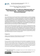 Qualitätskriterien von inklusiven Bildungsmedien im Fach Mathematik - Theoretische und empirische Rahmenbedingungen