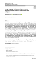 Foreign language skills and employment status of European natives: evidence from Germany, Italy and Spain