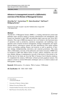 Advances in management research: a bibliometric overview of the Review of Managerial Science