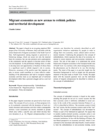 Migrant economies as new arenas to rethink policies and territorial development?