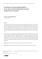 Growing up as German-speaking children in the context of fascist Italianization measures during the interwar period